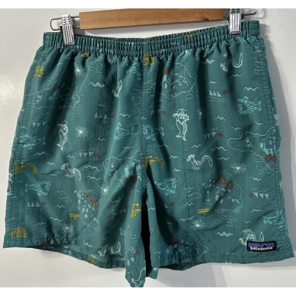 Patagonia 57021 Men's 5" Baggies Le Map de Los Kooks Multi Borealis Green Med